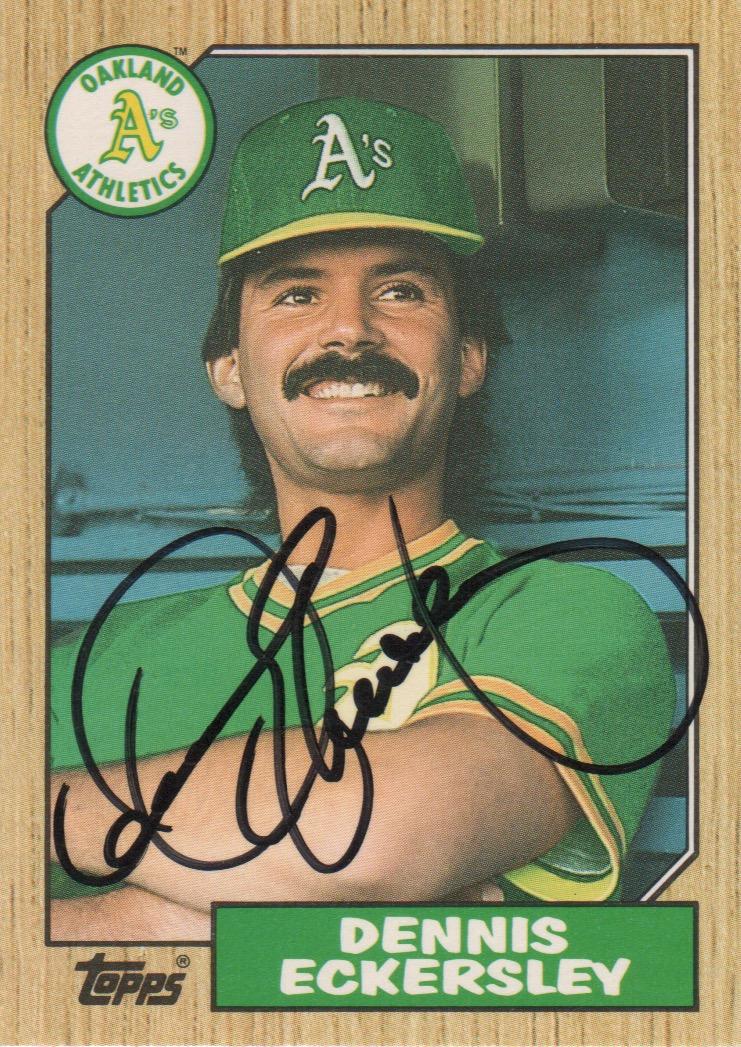 Autographed/Signed Dennis Eckersley Oakland Green Baseball Jersey