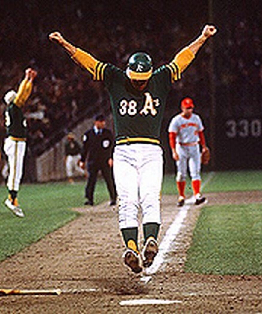 Catcher Gene Tenace of the Oakland Athletics in action against the