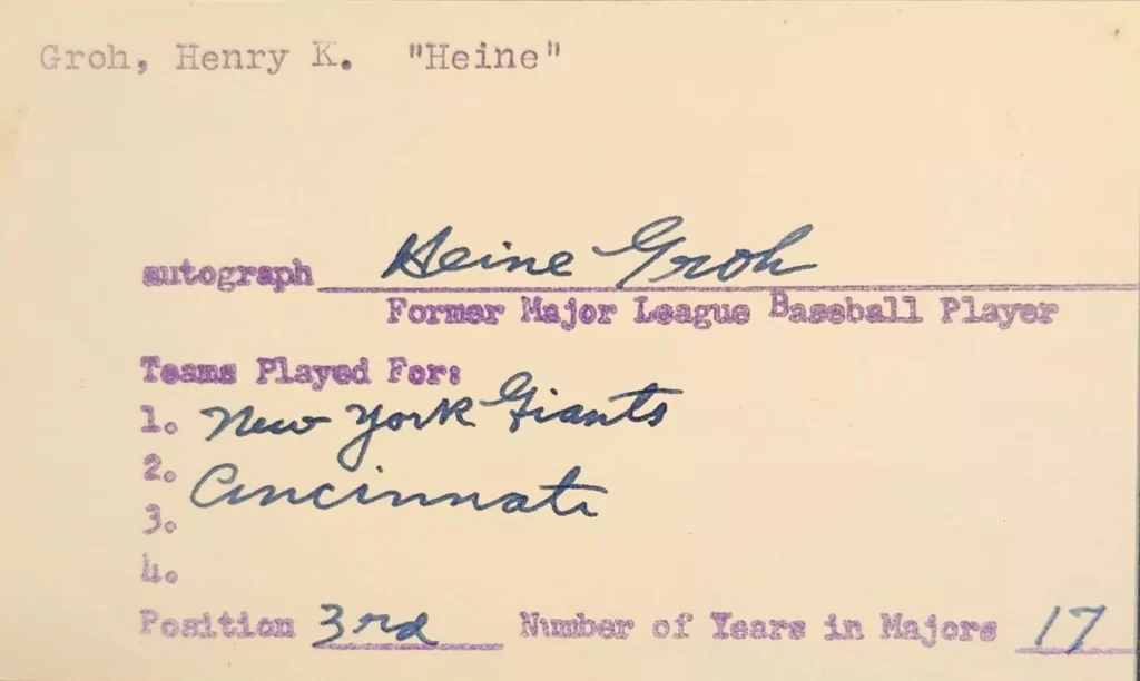 Heinie Groh played on 6 pennant winners and two World Series champions