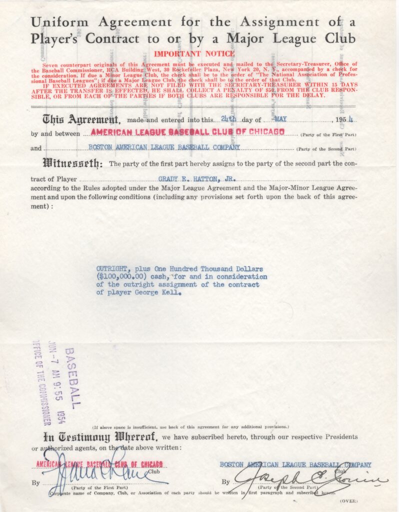 On May 23, 1954 George Kell was traded for the second time in less than two years