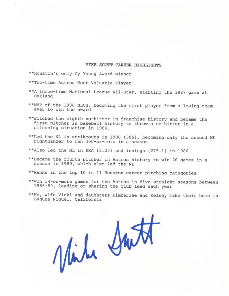 The Astros made Scott an inaugural member of their team Hall of Fame