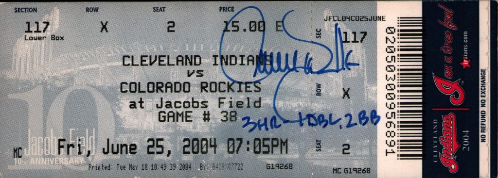 Walker's final three-homer game came at Cleveland's Jacobs Field on June 25, 2004