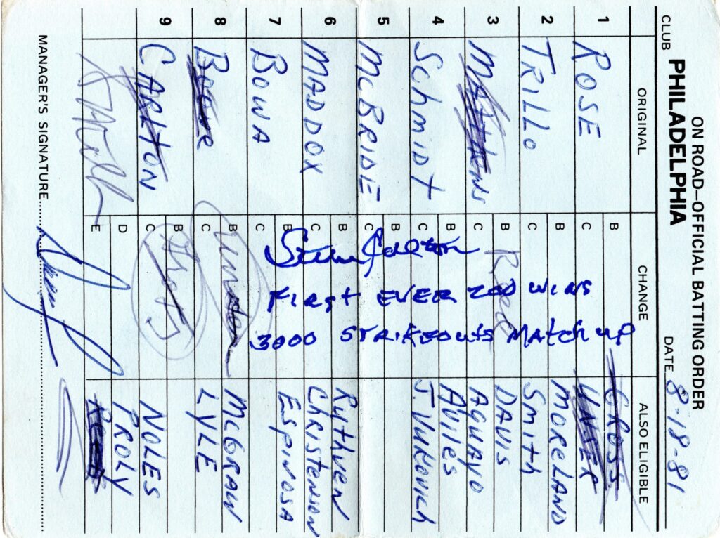 Carlton took the loss in MLB's first pitching matchup of 200-game winners with 3,000 Ks