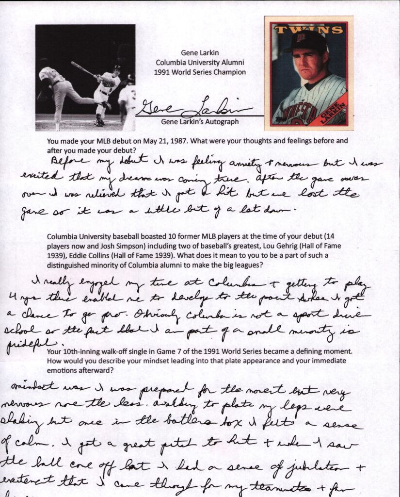 Gene Larkin had perhaps the biggest hit by a Columbia MLB man