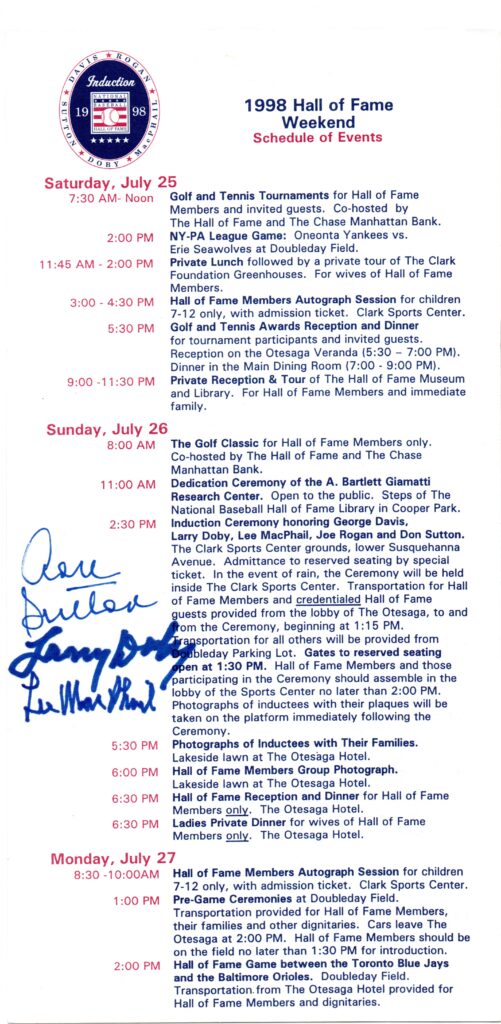 The 1998 induction class included Sutton and four Veterans Committee selections