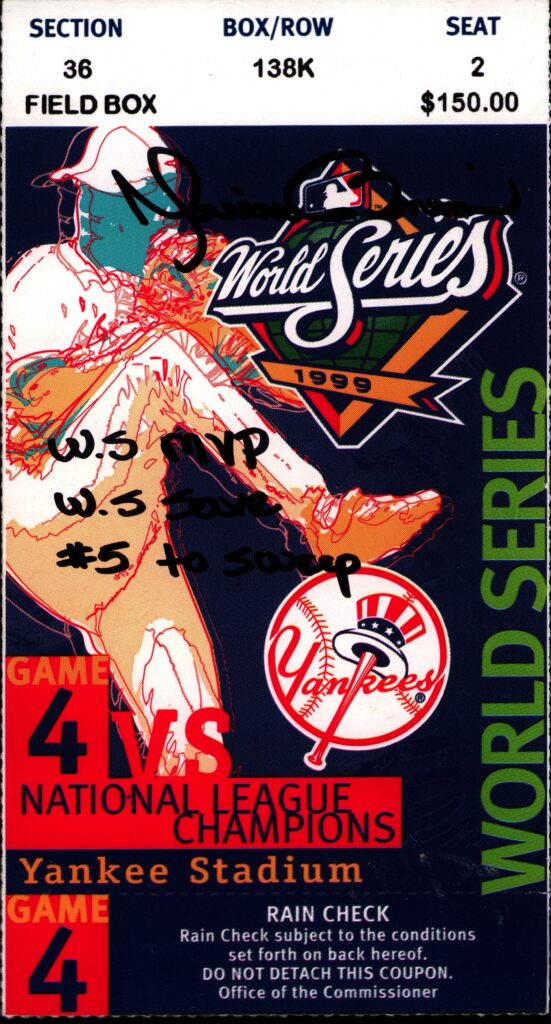 After earning a win and two saves in the 1999 sweep of the Braves, Mariano Rivera was named MVP