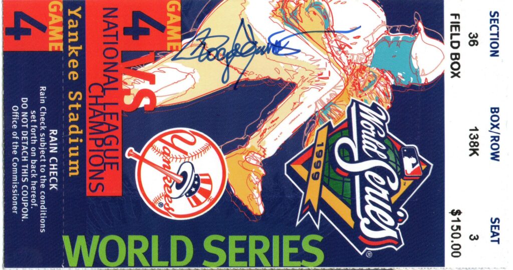 In 1999 Clemens won Game 4 of the World Series; the next day the Yankees closed out the Braves.