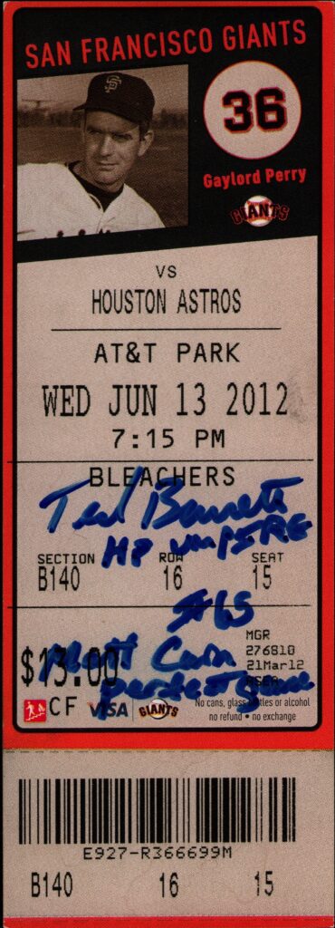 Barrett became the first to call balls in strikes in two perfect games in 2012