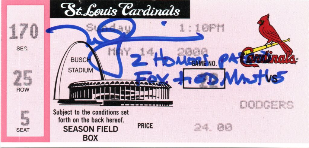 On May 14, 2000 McGwire passed Jimmie Foxx and tied Mickey Mantle for 10th on the home run list