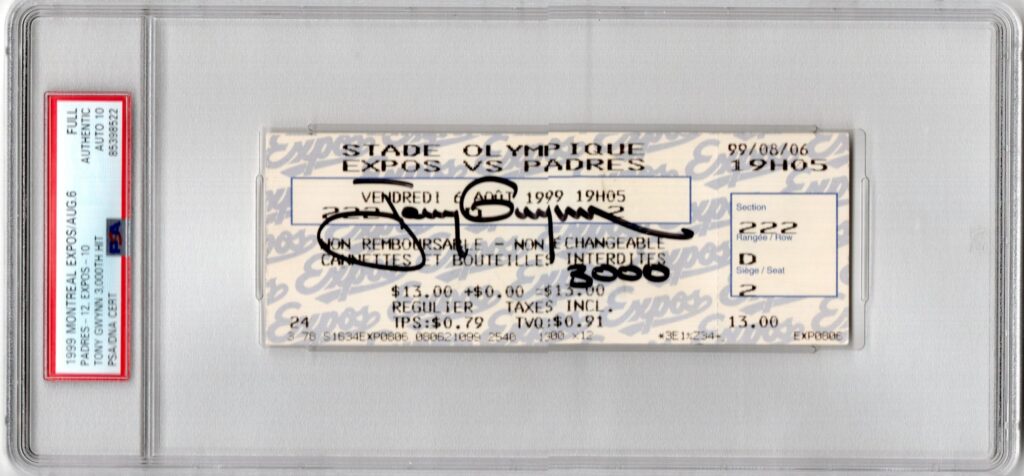 Gwynn reached 3,000 hits at Montreal's Olympic Stadium in 1999