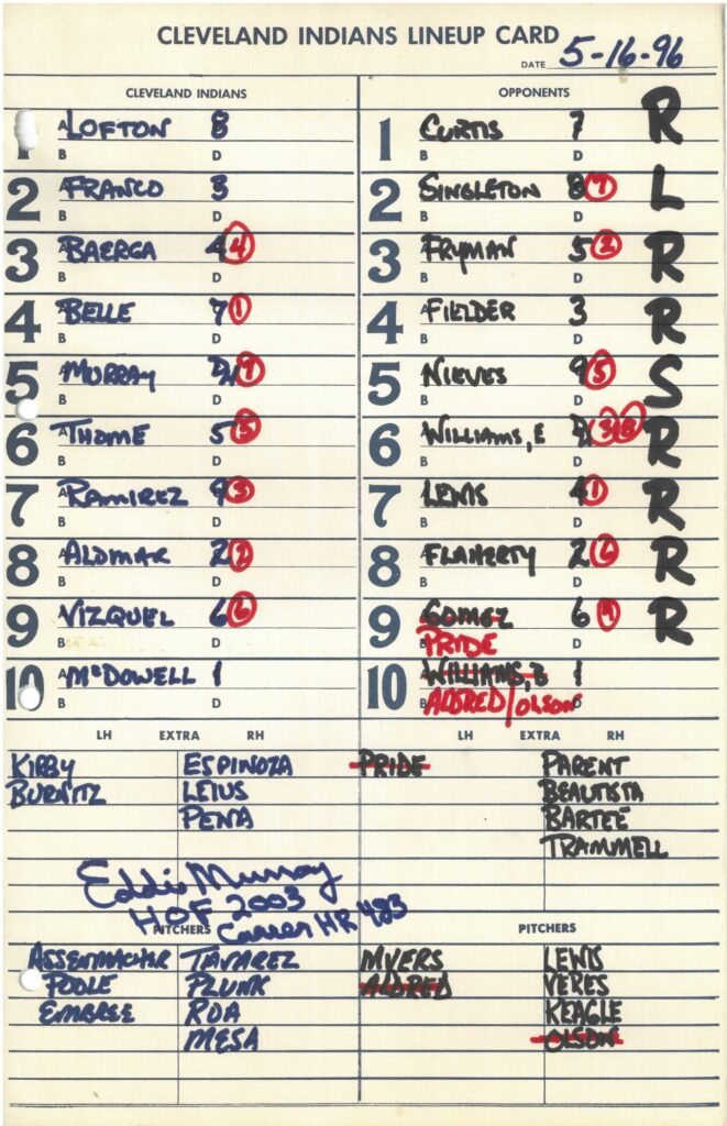 In 1996 at age 40 Eddie had the last of his sixteen 20-homer seasons 