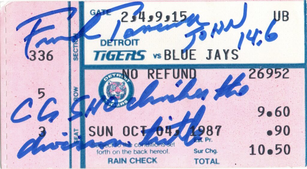 A 1-0 complete-game shutout by Tanana clinched the 1987 Eastern Division title