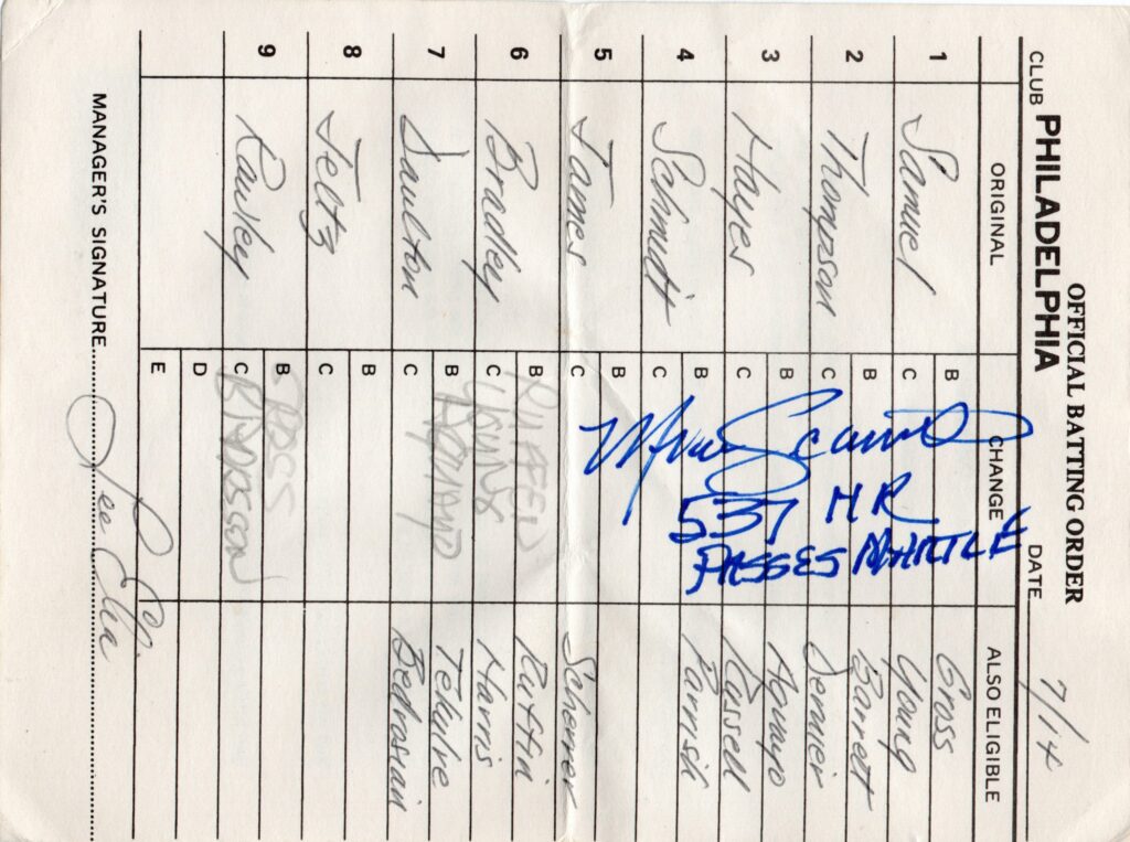In 1988 Schmidt hit his 537th career home run to pass Mickey Mantle on the all-time list